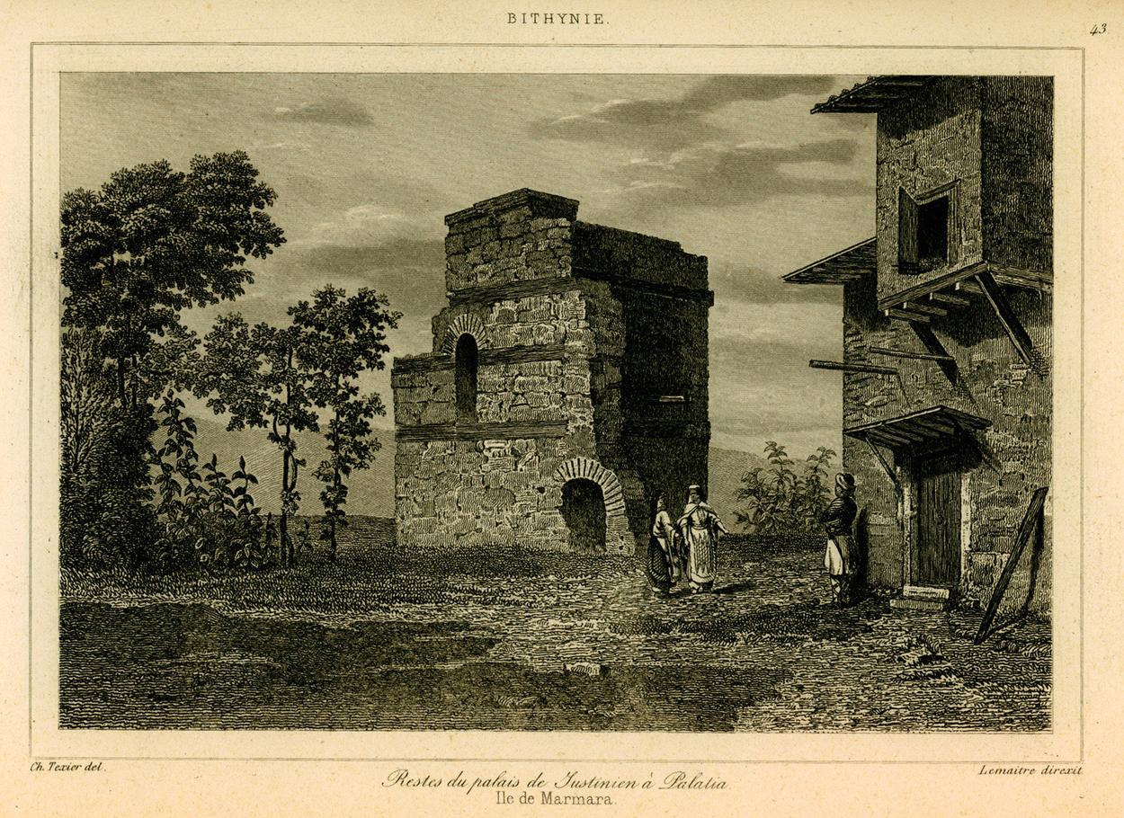 1882 tarihli gravür: Palatia'da Justinianus sarayının kalıntıları